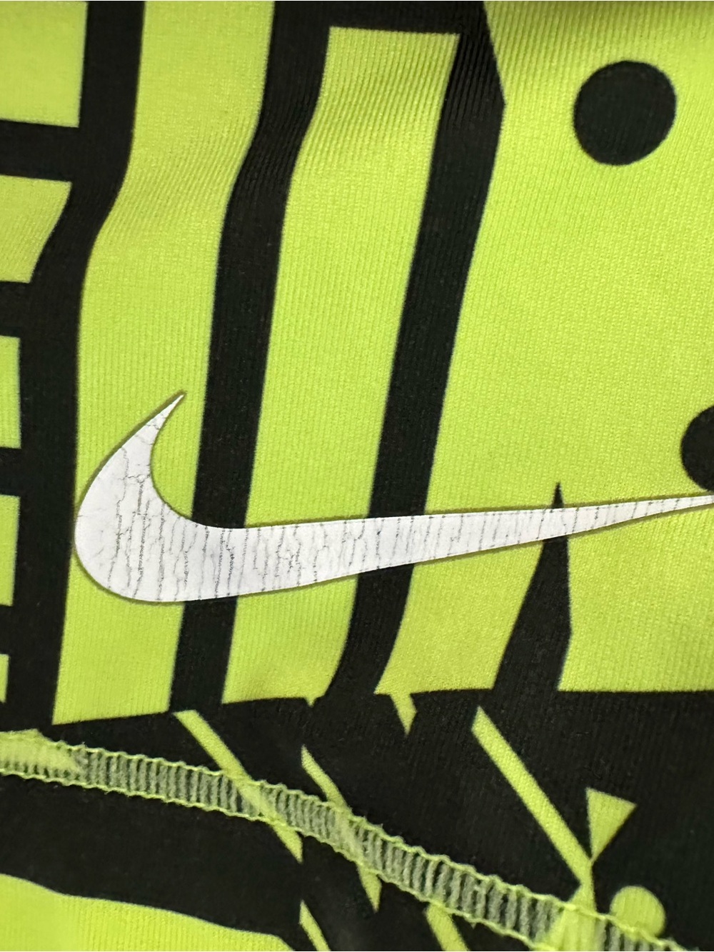Nike Pro Black & Neon Lime Geometric Training Shorts - Picture 3 of 4